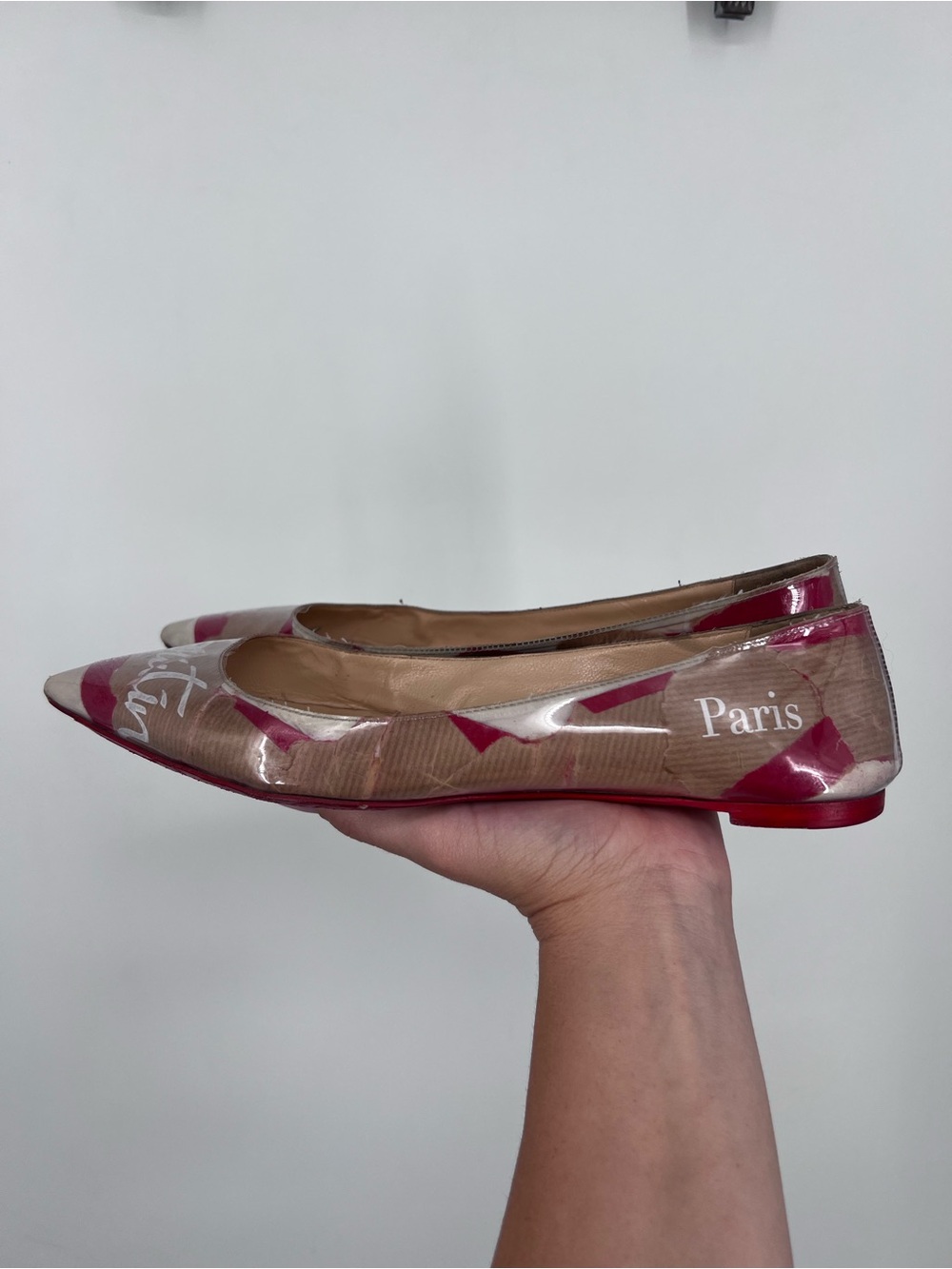 Christian Louboutin Loubi Kraft PVC Ballalla Point Toe Flats 40 - Picture 5 of 12